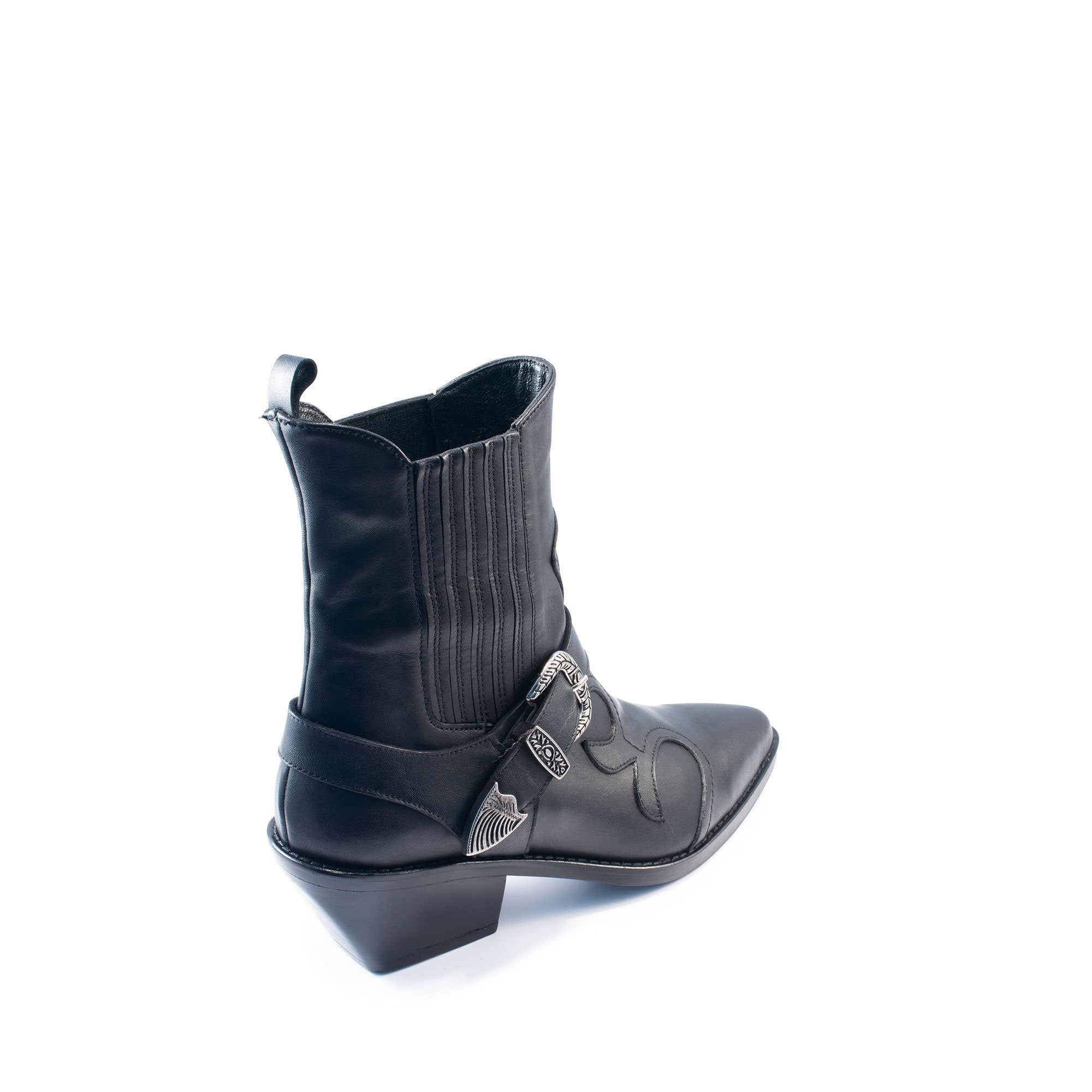 Valeria Western Leather Boot Black