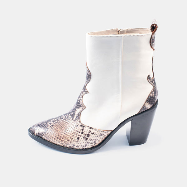 Bethany Snake Boot White