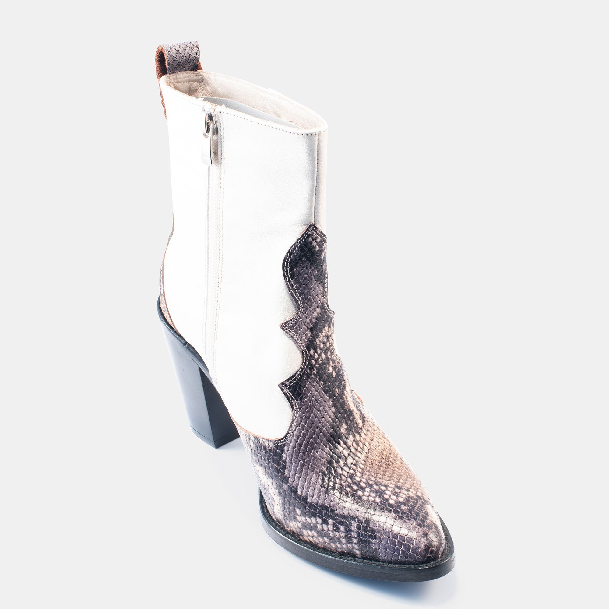 Bethany Snake Boot White