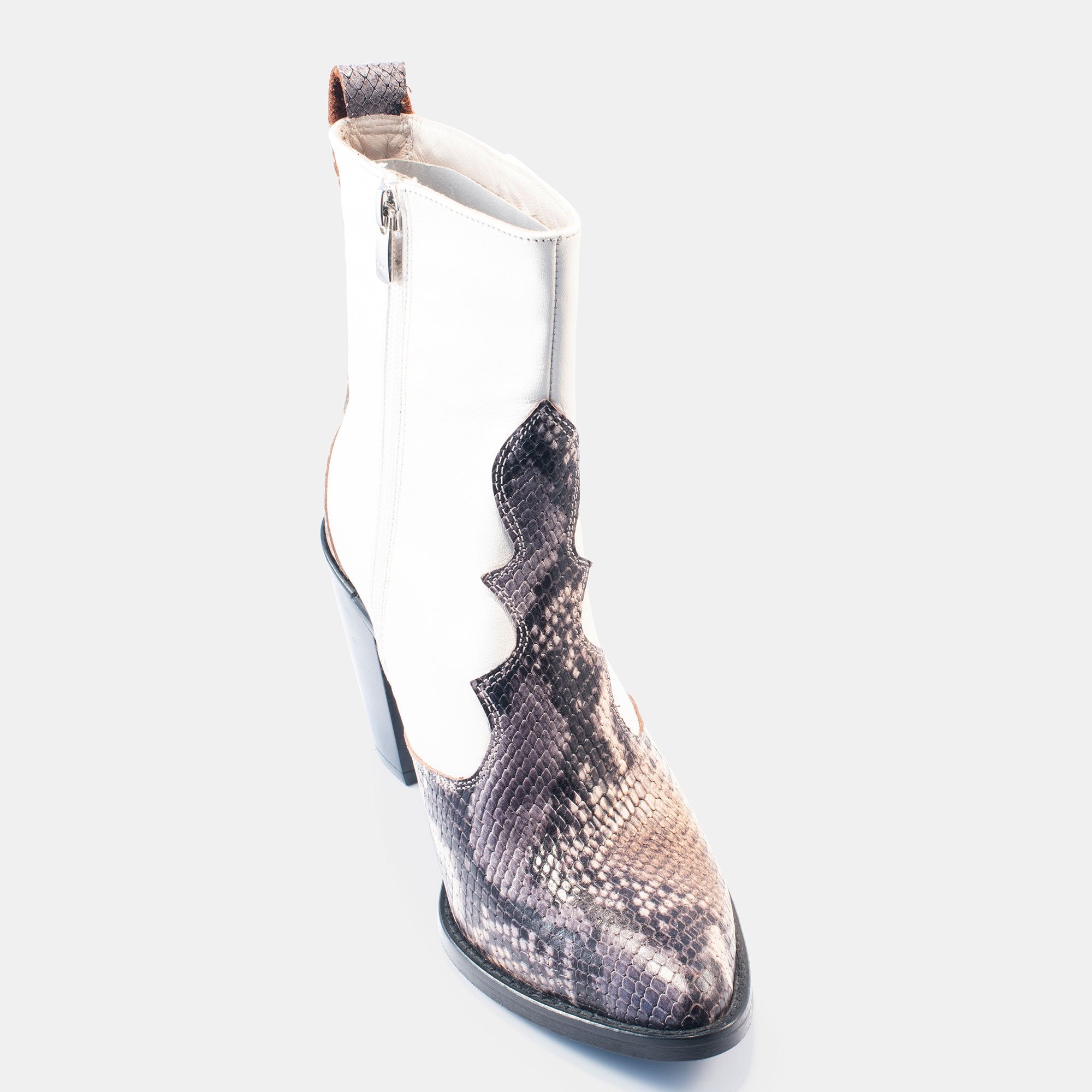 Bethany Snake Boot White