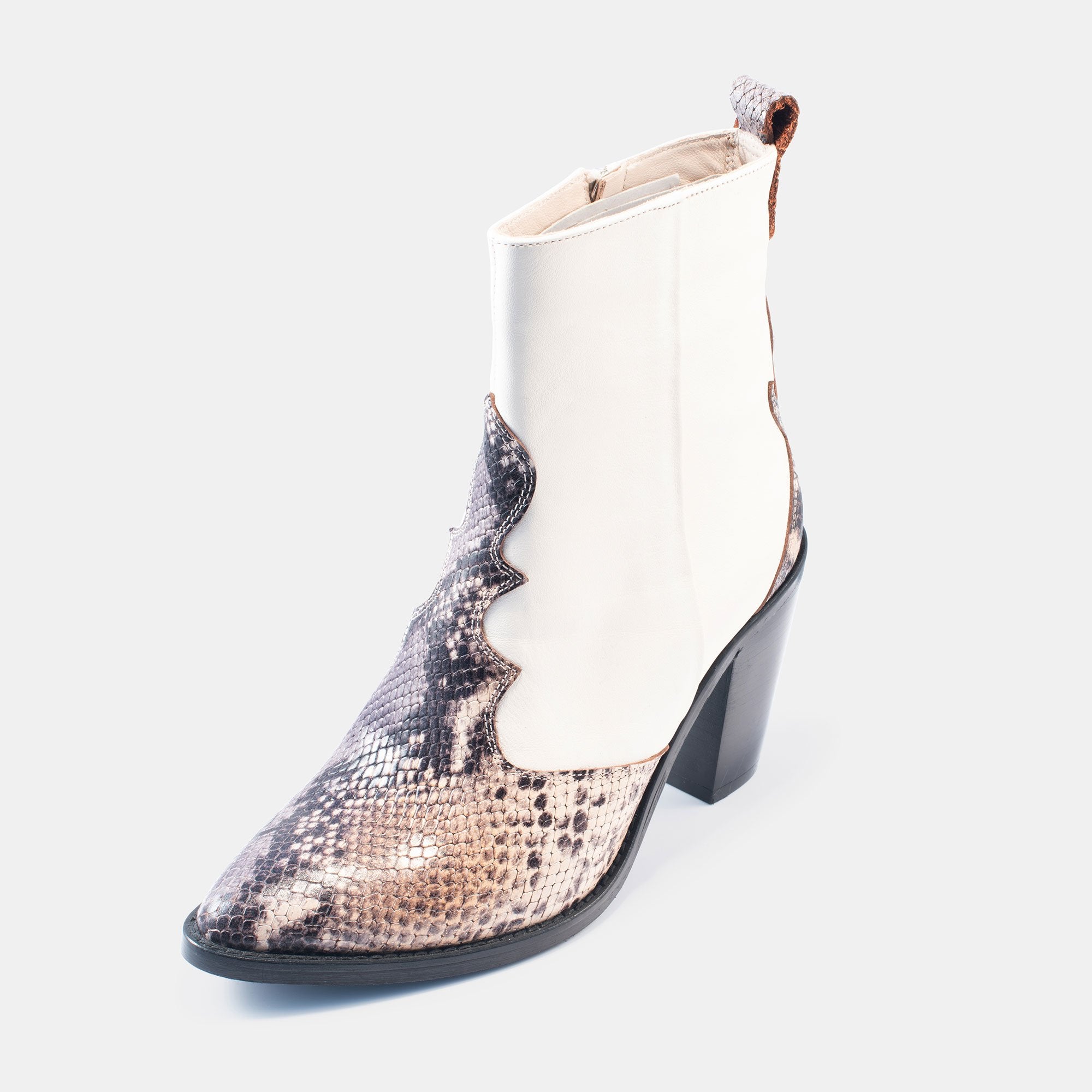 Bethany Snake Boot White