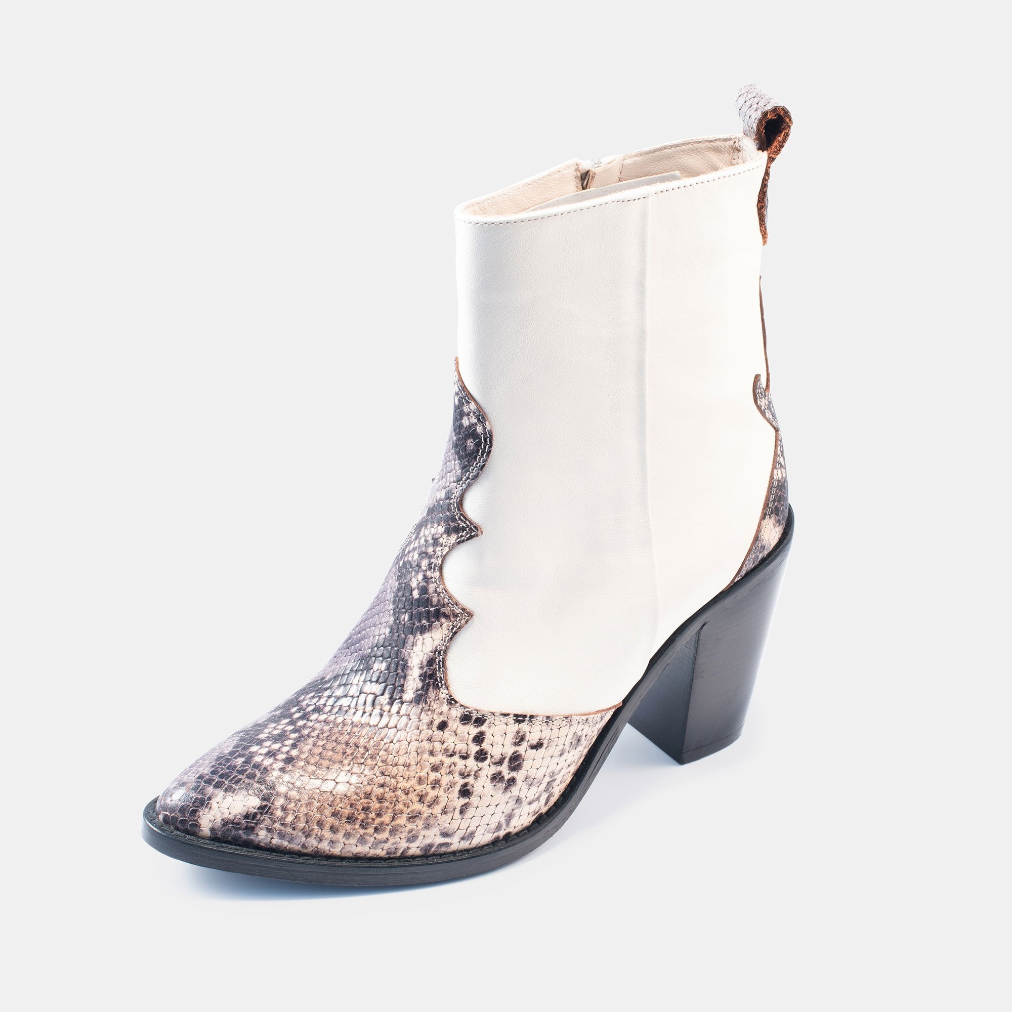 Bethany Snake Boot White