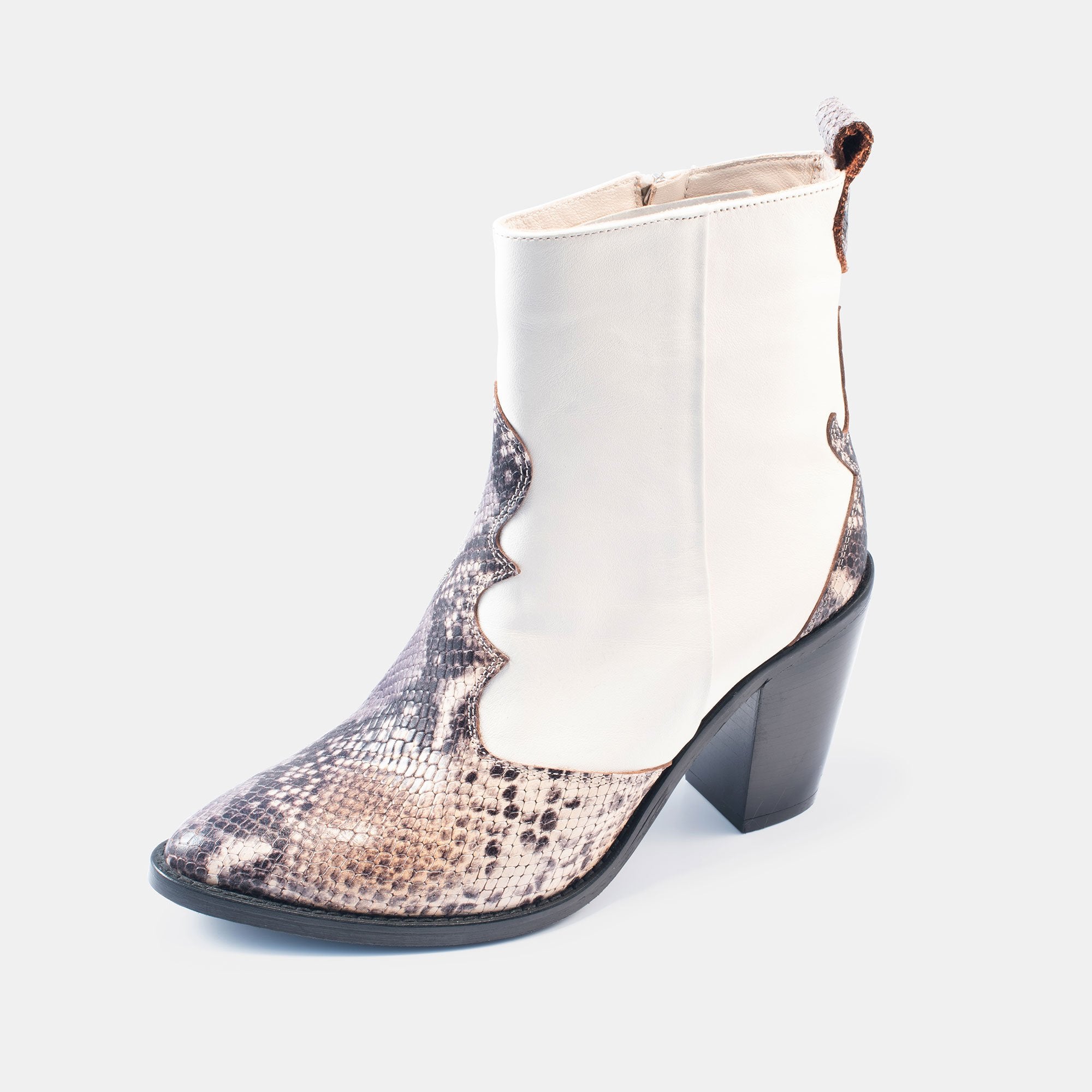 Bethany Snake Boot White